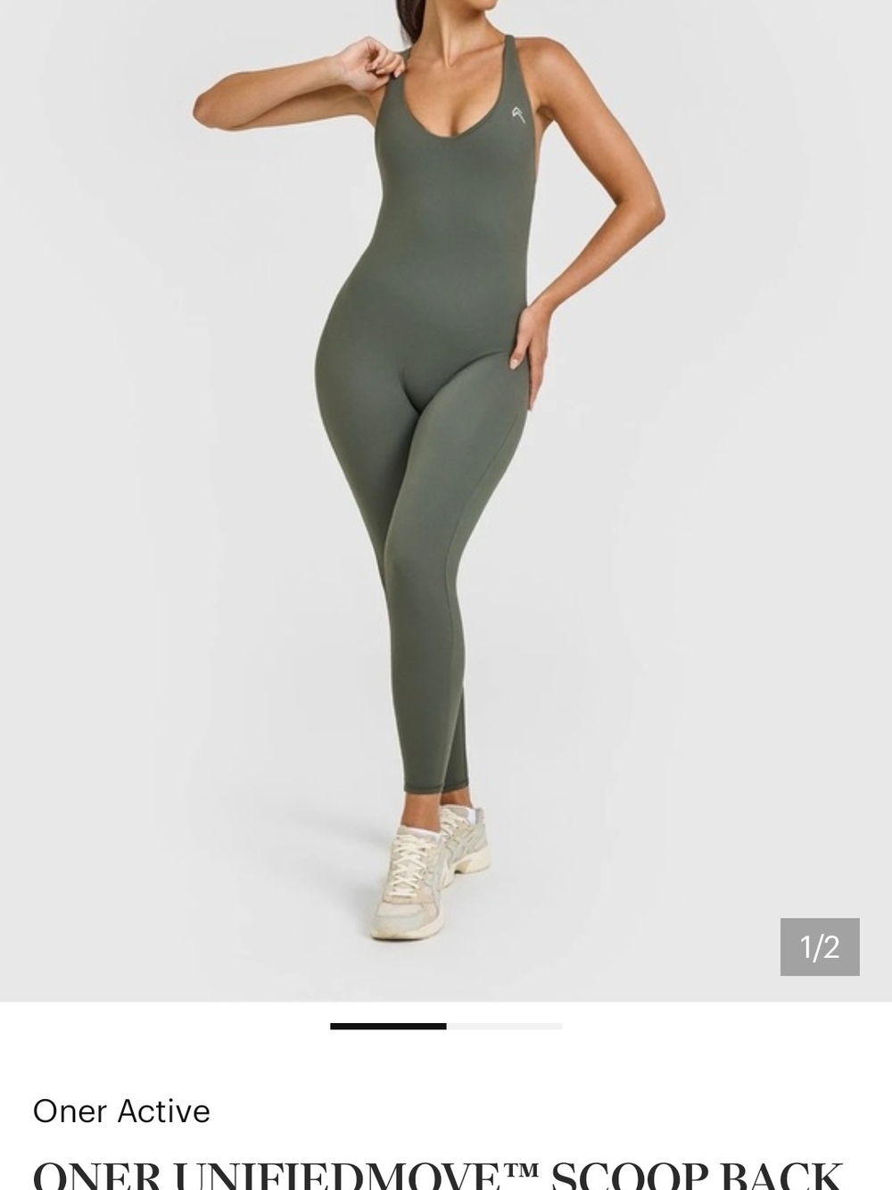 Oner Active Olive Scoop-Back Seamless Jumpsuit M